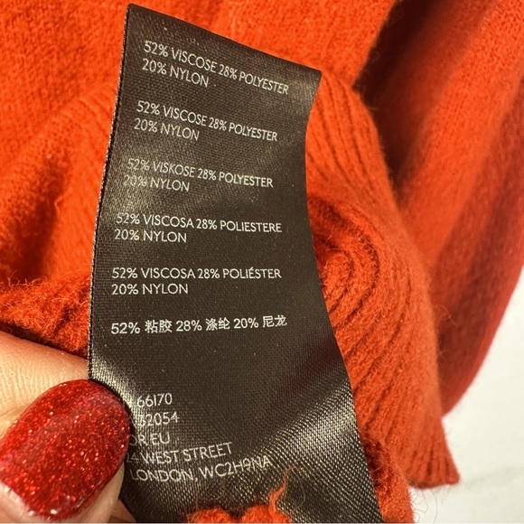 Anthropologie Textured Cowl Neck Orange Sweater Pullover - Picture 6 of 9